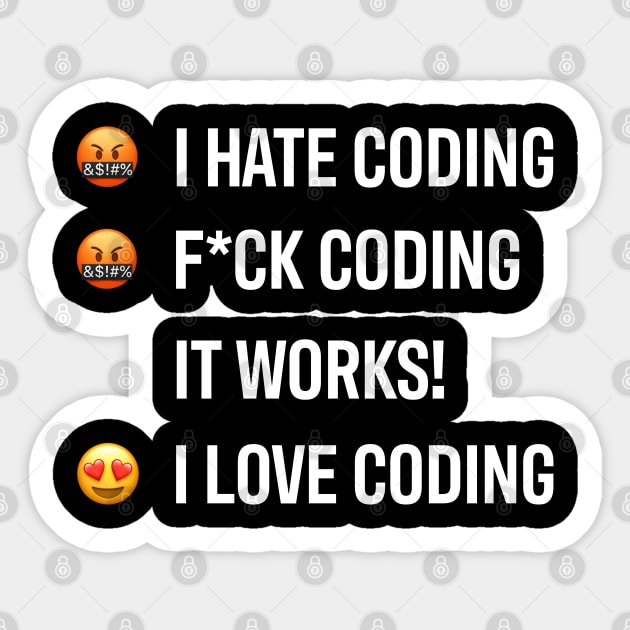 Developer I Hate Coding I Love Coding Sticker by thedevtee